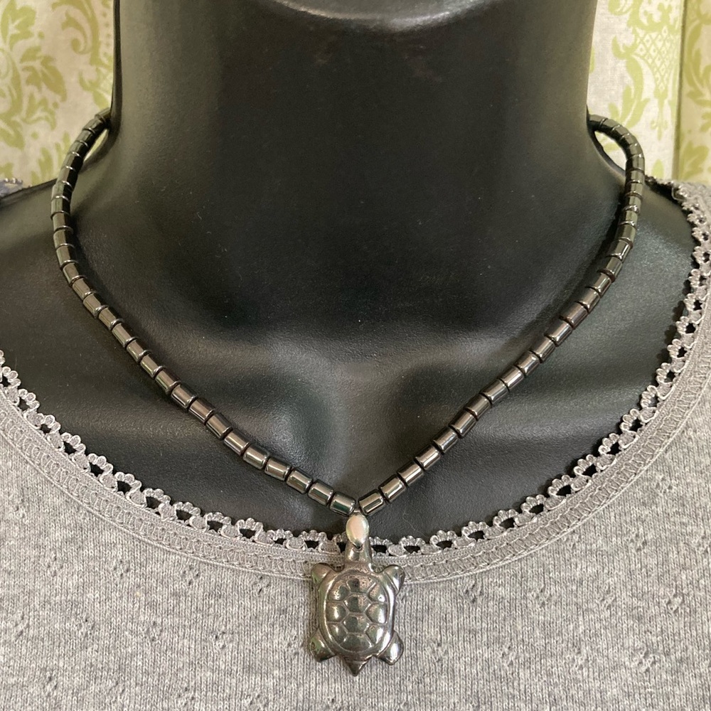 Host Pick Hematite Turtle Necklace - image 1